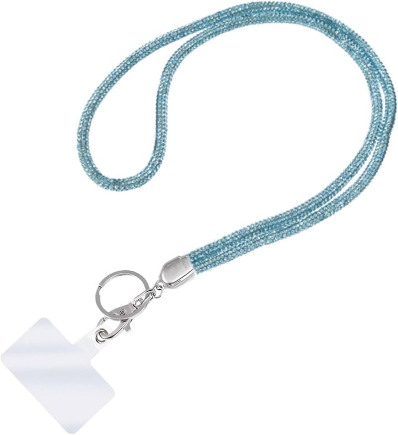 Global_Shopper Fashion 34.8'' Sparkle All Round Crystal Neck Lanyard,Bling Work Name Card Holder For Women(AB White,1PC) - Image 1
